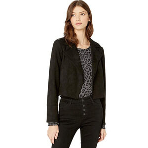 Jack by BB Dakota Women Stone Fox Scuba Faux Suede Moto Jacket Black Size S